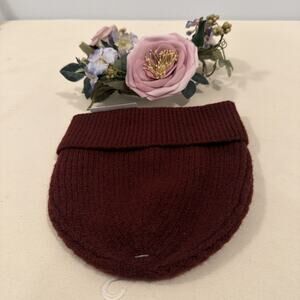 J.Crew Ribbed Knit Beanie Hat One Size Burgundy Warm Cuffed Winter NWT